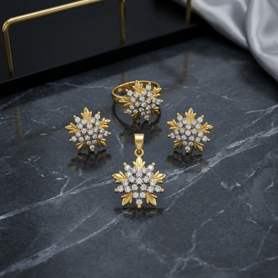 Exclusive Gold-Tone Jewellery Set – Floral Starburst