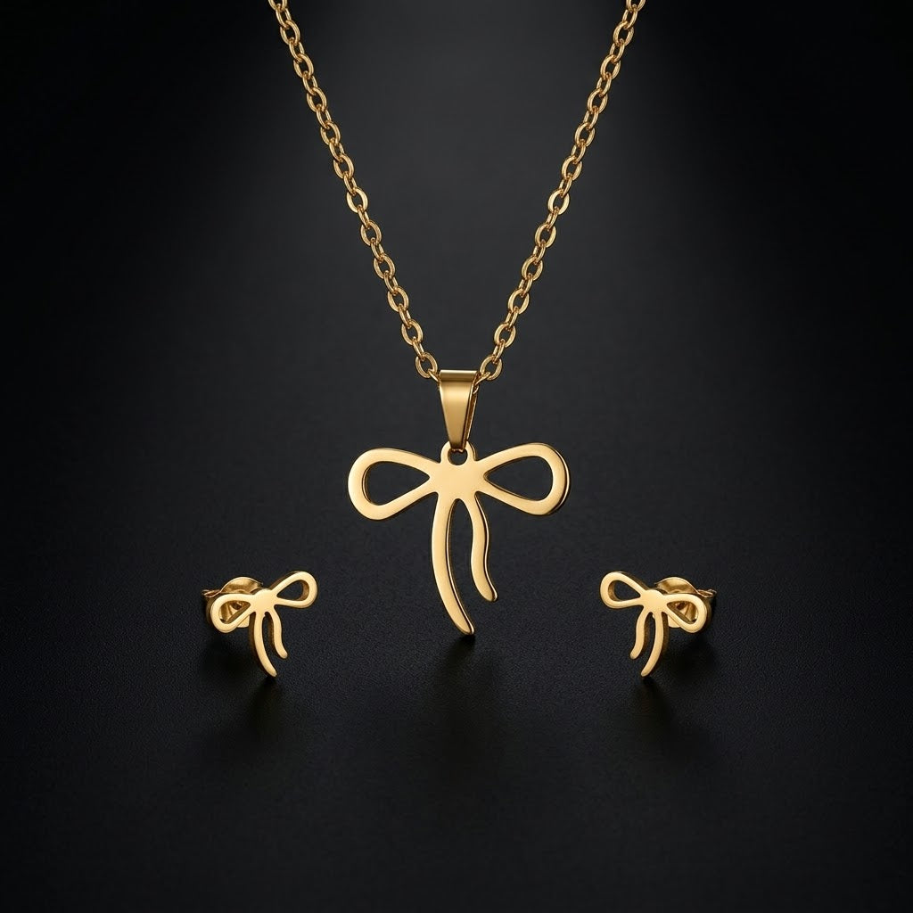 Gold-Tone Stainless Steel Necklace & Earring Set