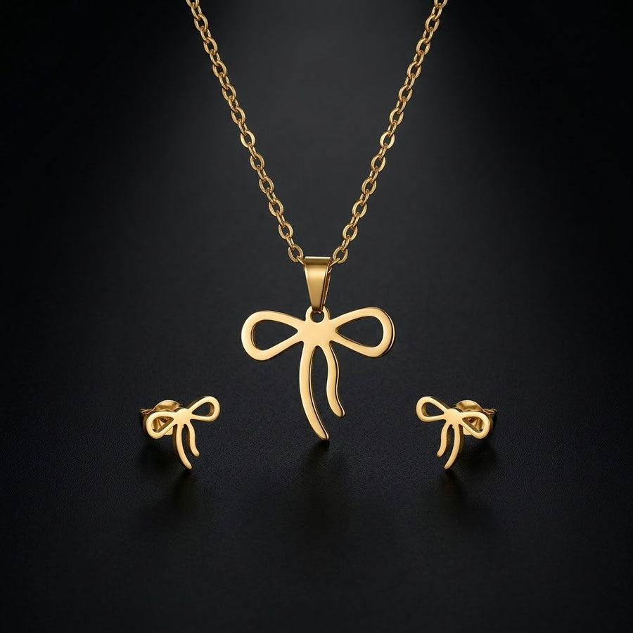 Gold-Tone Stainless Steel Necklace & Earring Set