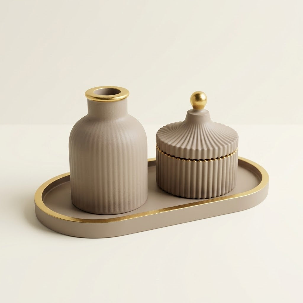 Silvzarcraft Ribbed Plaster of Paris Décor Set – 8 Colour & Design Options