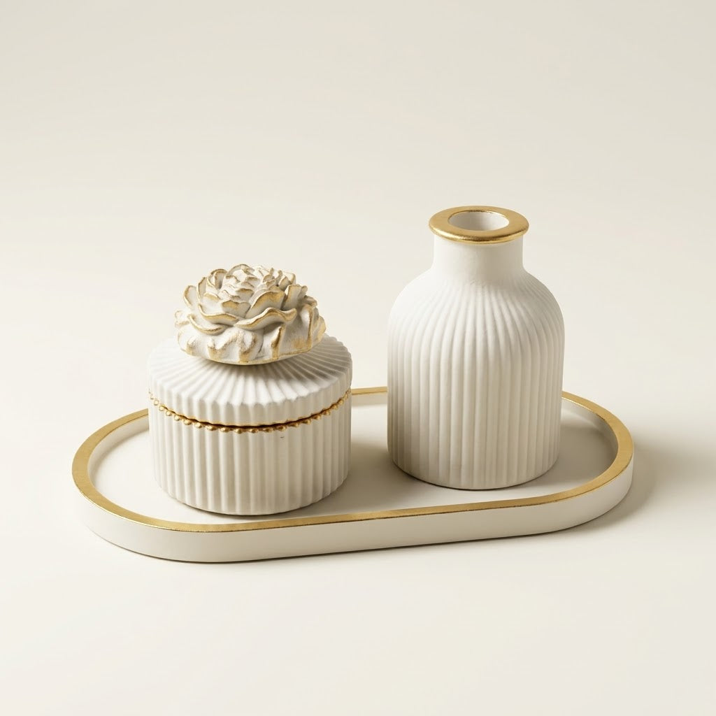 Silvzarcraft Ribbed Plaster of Paris Décor Set – 8 Colour & Design Options