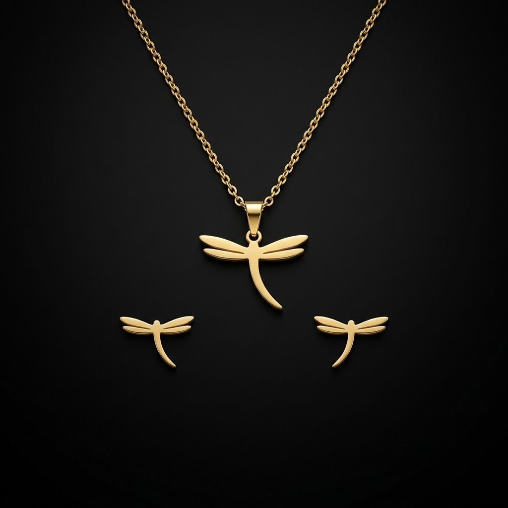 Gold-Tone Stainless Steel Necklace & Earring Set