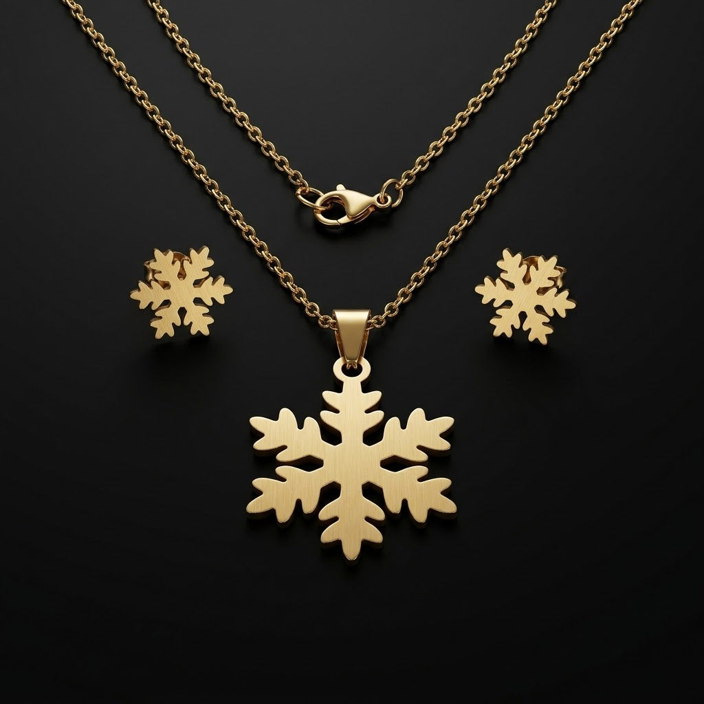 Gold-Tone Stainless Steel Necklace & Earring Set