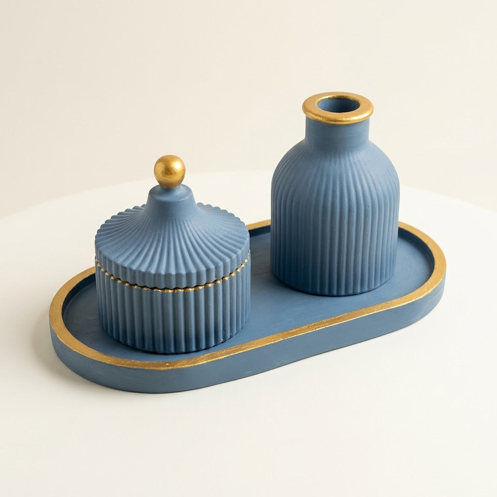 Silvzarcraft Ribbed Plaster of Paris Décor Set – 8 Colour & Design Options
