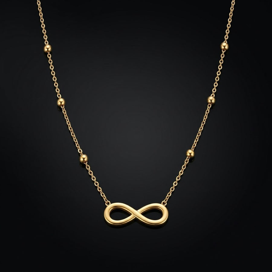 Gold-Tone Infinity Beaded Stainless Steel Necklace