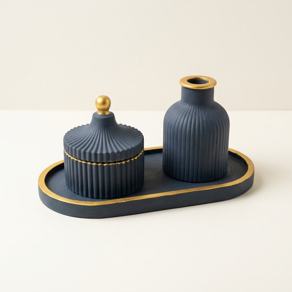 Silvzarcraft Ribbed Plaster of Paris Décor Set – 8 Colour & Design Options