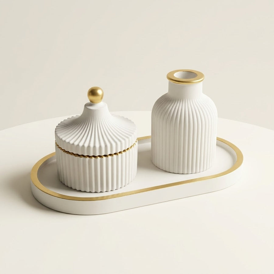 Silvzarcraft Ribbed Plaster of Paris Décor Set – 8 Colour & Design Options