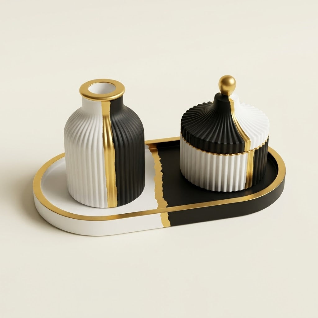 Silvzarcraft Ribbed Plaster of Paris Décor Set – 8 Colour & Design Options