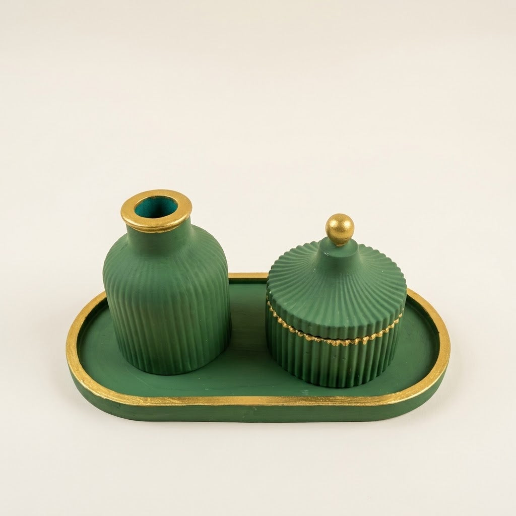 Silvzarcraft Ribbed Plaster of Paris Décor Set – 8 Colour & Design Options