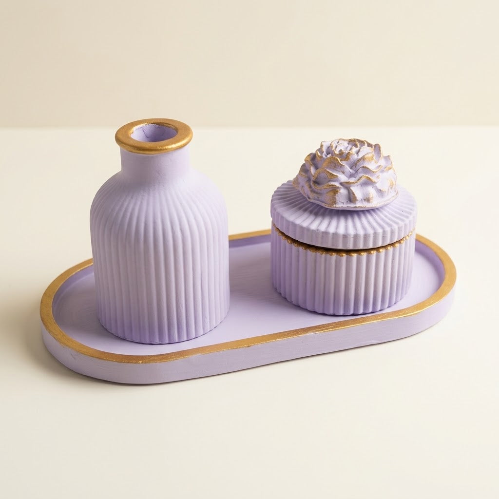Silvzarcraft Ribbed Plaster of Paris Décor Set – 8 Colour & Design Options